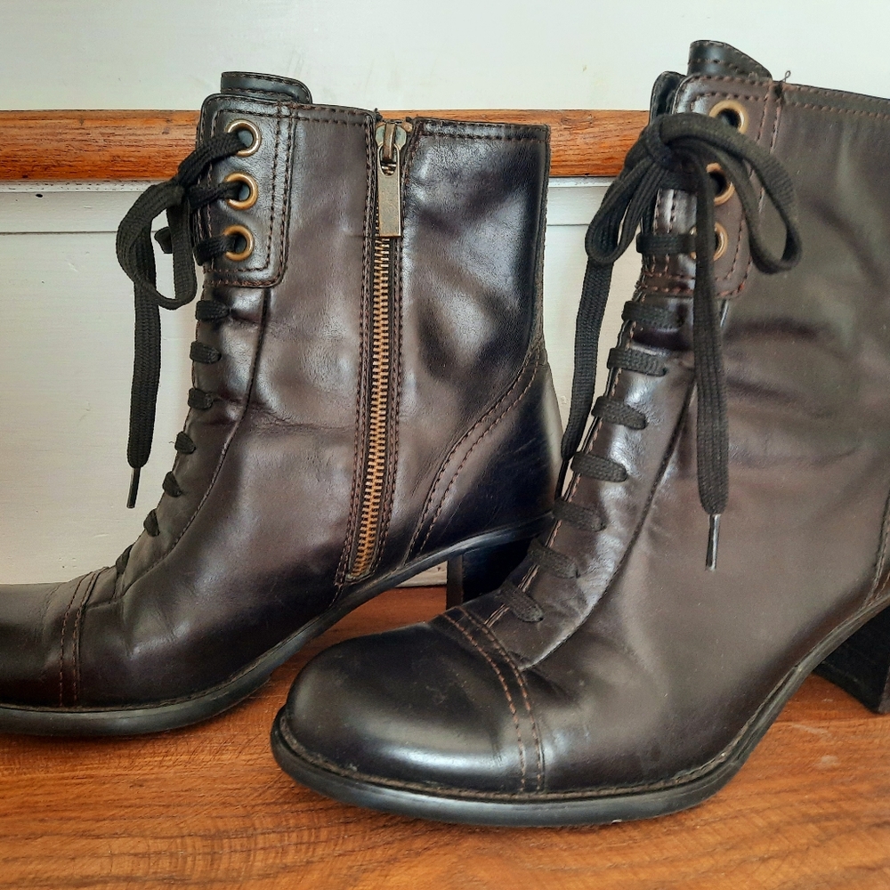 Brown Leather Booties, size 6.5M by Liz Claiborne